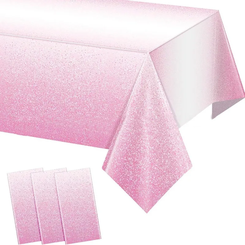 Gradient pink party tablecloth, disposable decorative PE tablecloth for multiple occasions