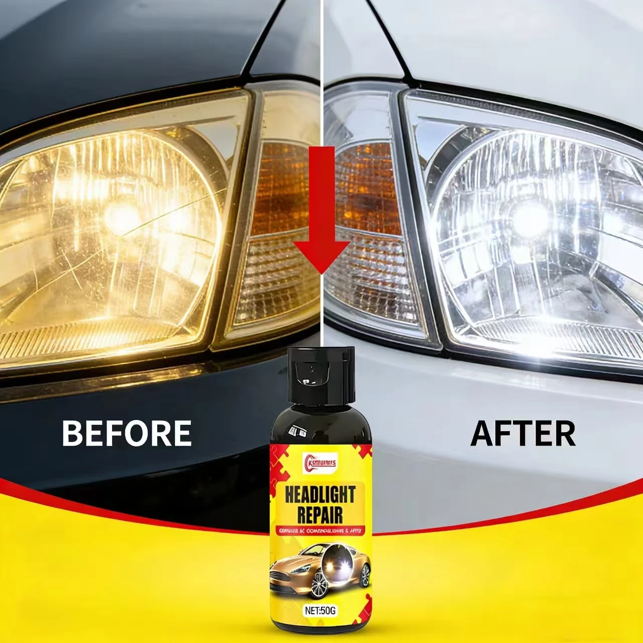 50G Ksmunns Headlight Repair for BMW Toyota – Simple to Apply, Restore Headlight Brightness, Auto Lamp Care Tool