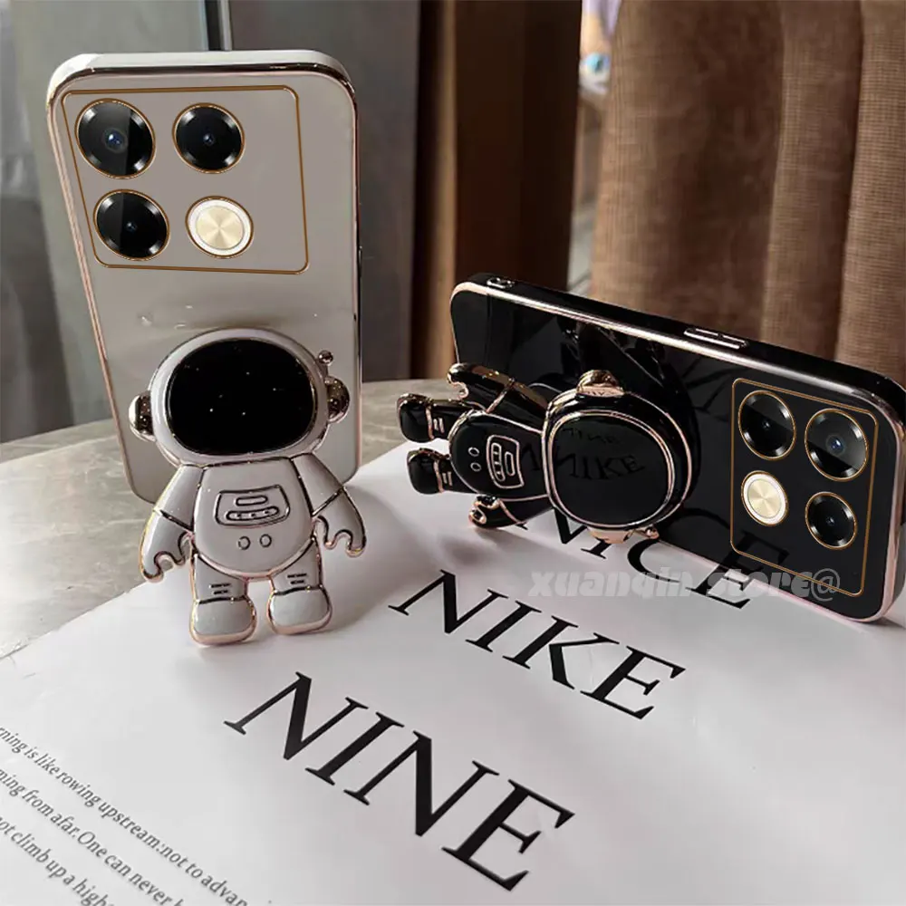 Luxury Astronaut Stand Phone Case For Infinix Infinix Note 40 Pro+ Plus 40Pro 5G Soft Silicone Protective Back Cover