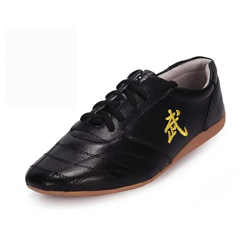 Chaussures d'arts martiaux en cuir véritable pour hommes et femmes, wushu de Kung Fu chinois, chapelle Tai de sport, coordonnantes générales, garçons et filles