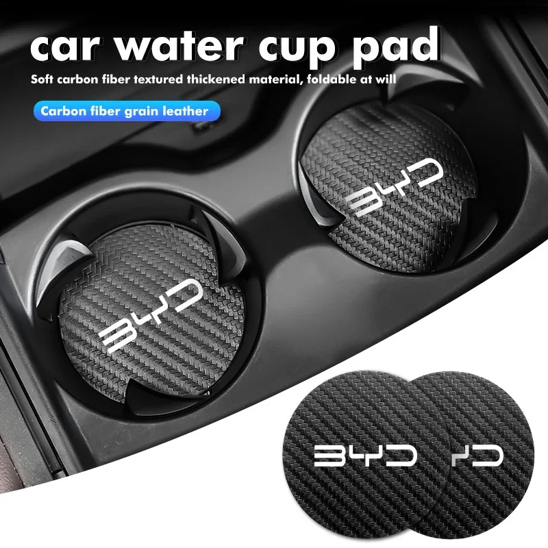 

Carbon Fiber Car Cup Holder Mat Anti Slip Coaster Insert for BYD Atto Yuan Plus Song Max Tang DM-i Interior Accessory
