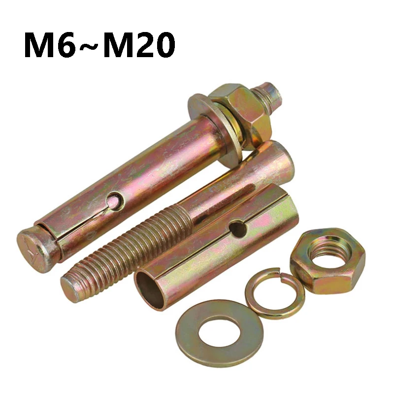 1/2Pcs Carbon Steel Color Zinc Outer Hex Heavy Duty Expansion Bolt M6 M8 M10 M12 M14 M16 M18 M20 Built in Floor Expansion Bolts