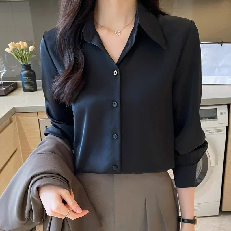 Chiffon Vintage Dames Shirt Zomer Nieuwe Effen Kleding Verkoop Losse Lange Mouwen Koreaanse Tops Polo-Hals Mode Vrouwen Blouses