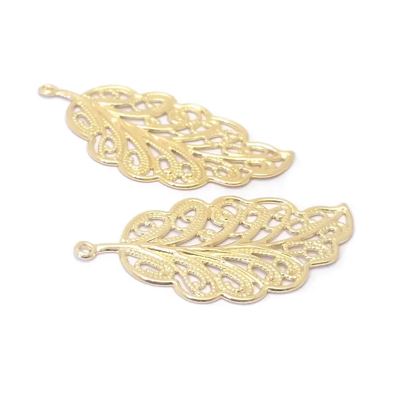 18K Gold Color Brass Tree Leaf Leaves Charms Pendants Jewelry Necklaces Earrings Bracelets Making Supplies Findings Accessories