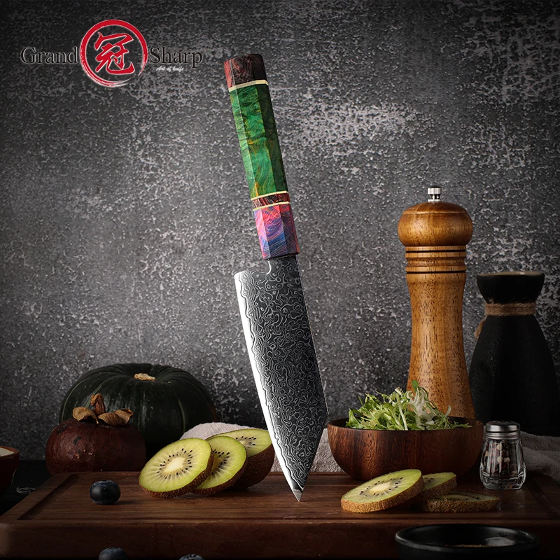 5.5 inch Kiritsuke Knife Japanese Damascus Steel Kitchen Chef Knives Vegetable Slicer Carved Utility Knife Tools Grandsharp