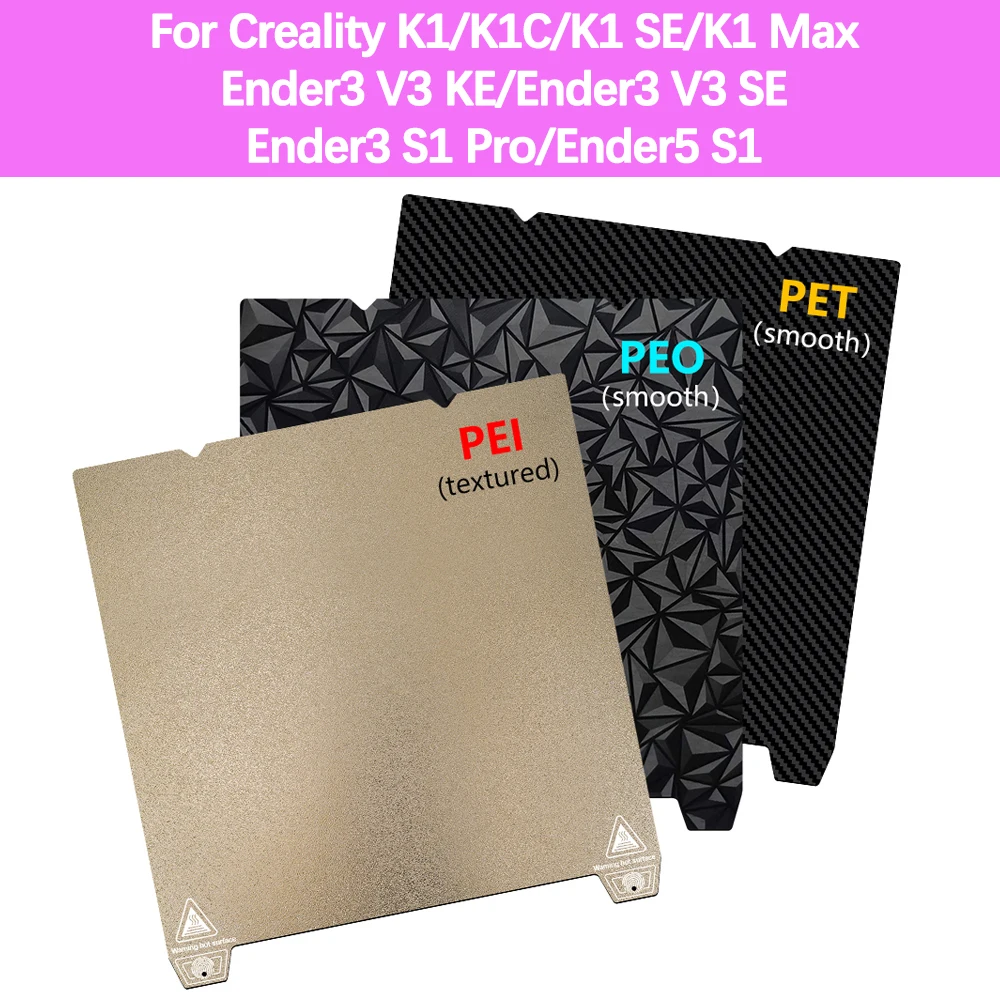 

For Creality K1/K1C/K1 SE Build Plate Texture Pei Spring Steel 310x315mm K1 Max PEO Sheet 235x235 For Ender 3 V3 KE/Ender3 V3 SE