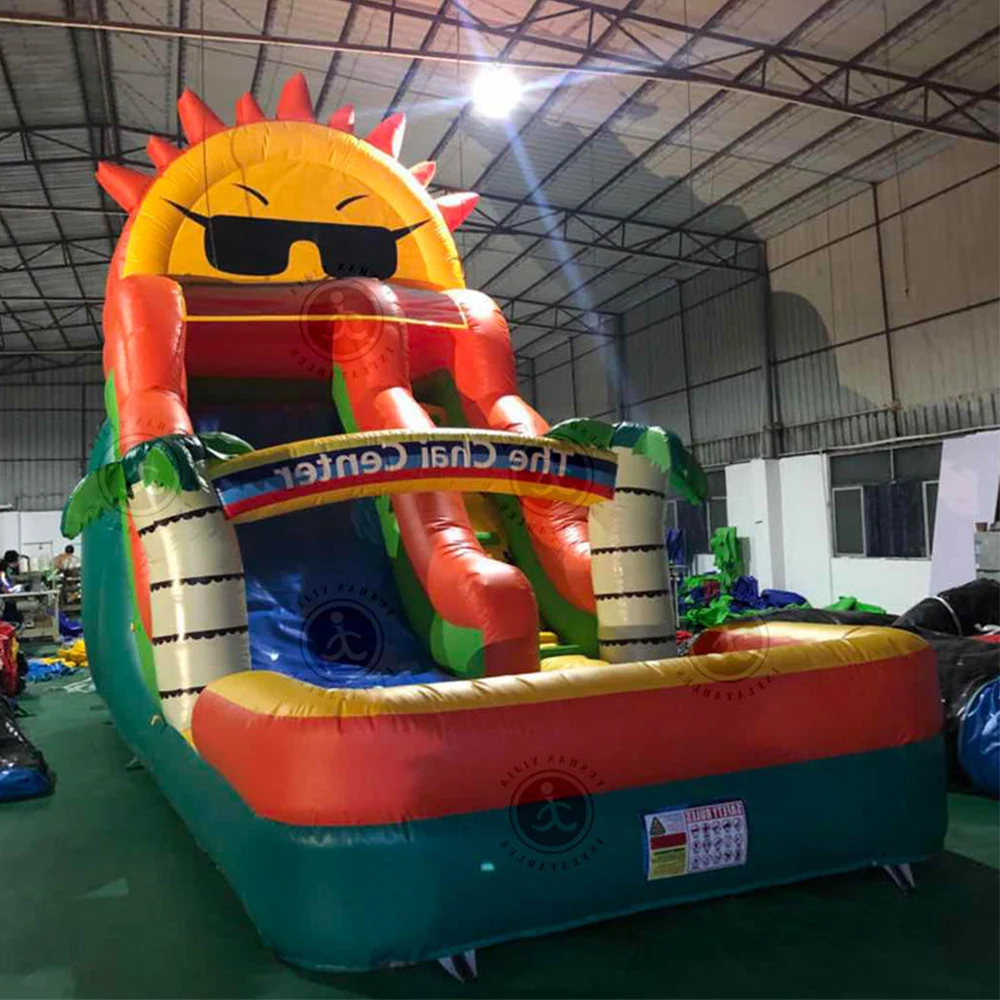 High quality sunglasses inflatable large slide castle, outdoor slide children's inflatable castle