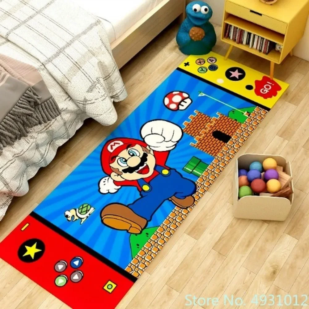 

Anime Super Mario Carpet Mats for Floor Kids Bedroom Living Room Long Bedside Decor Baby Rug Soft Washable Balcony Entrance