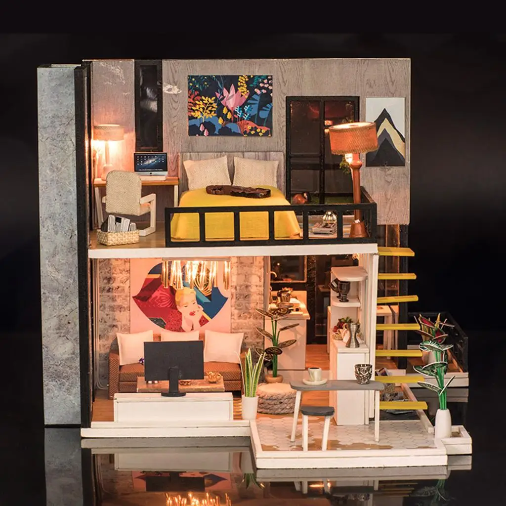 

1/20 Wooden Romantic Dollhouse DIY House Puzzles Toys Birthday Gift