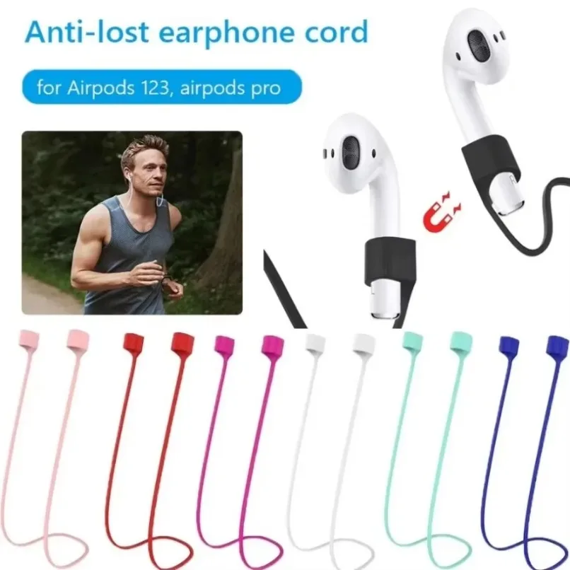 Soft Magnetic Earphone Anti Lost Rope High Elastic Silicone Neck Strap for Wireless Earbuds Sports Running Anti Drop Daily Use