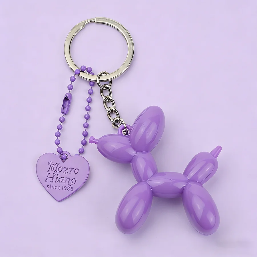 Niedlicher Ballonhund-Herz-Schlüsselanhänger, Unisex, 10 Farben erhältlich, Rucksack- und Autoschlüssel-Dekoration, Cartoon-Freundschaftsgeschenk, Schmuckstück