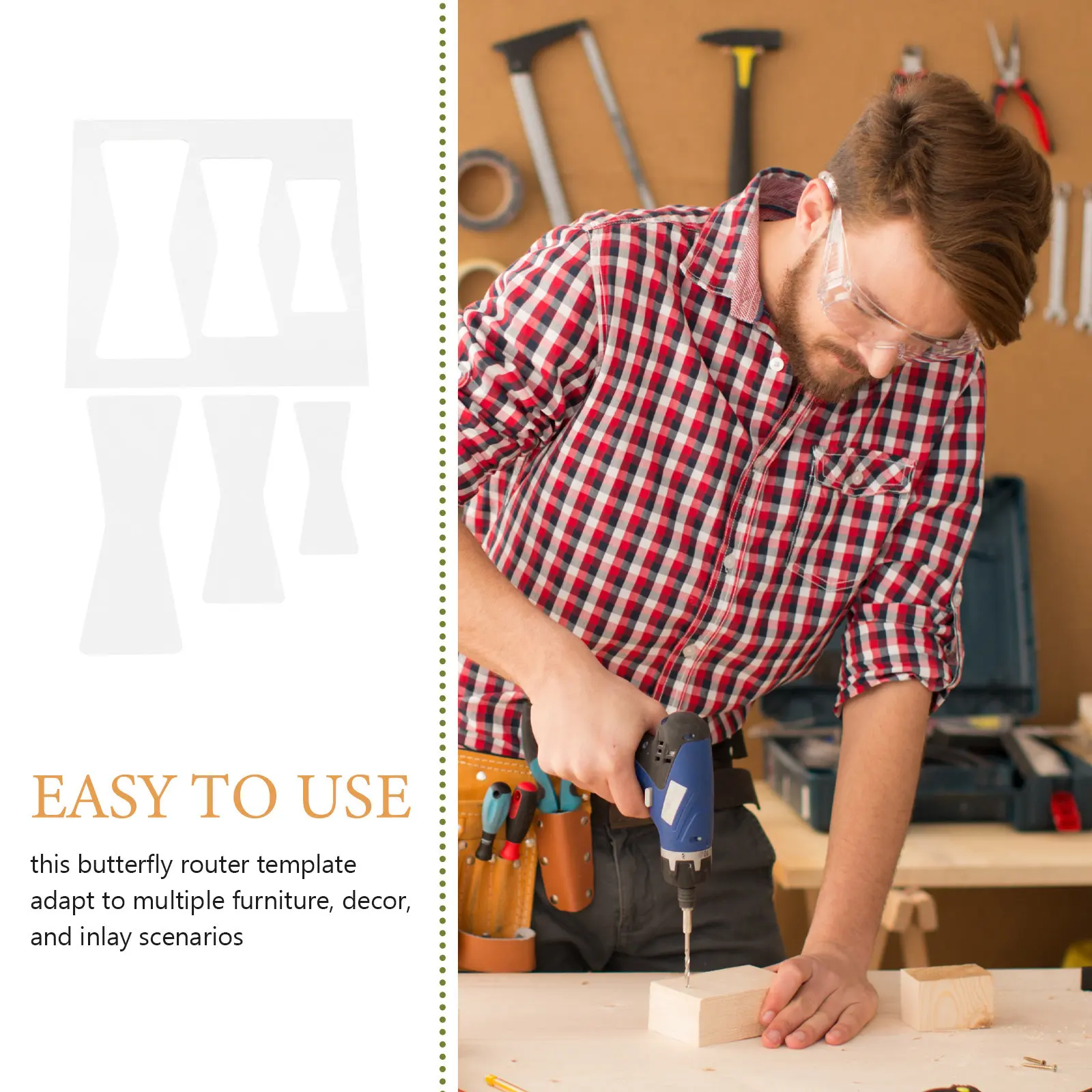2 pcs Acrylic Router Template Woodworking Precision Clear Inlay Halloween Christmas New Year Acrylic Router Templates Kit