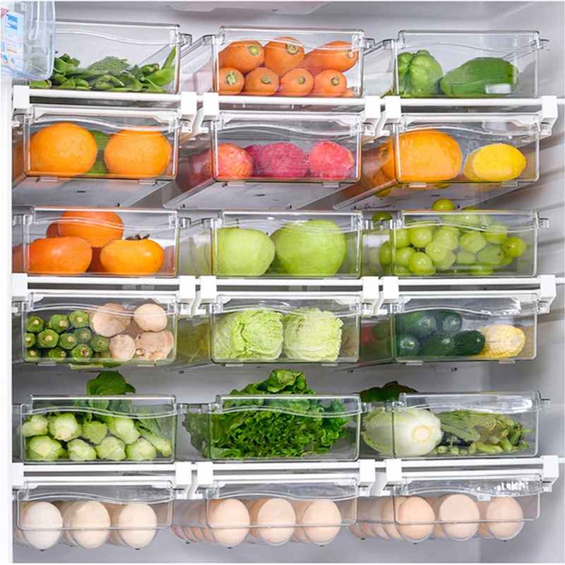 Fridge Organizer Fruit Egg Refrigerator Storage Rack Under-shelf Refrigerator Drawer Box Fresh keeping Kitchen Organizer