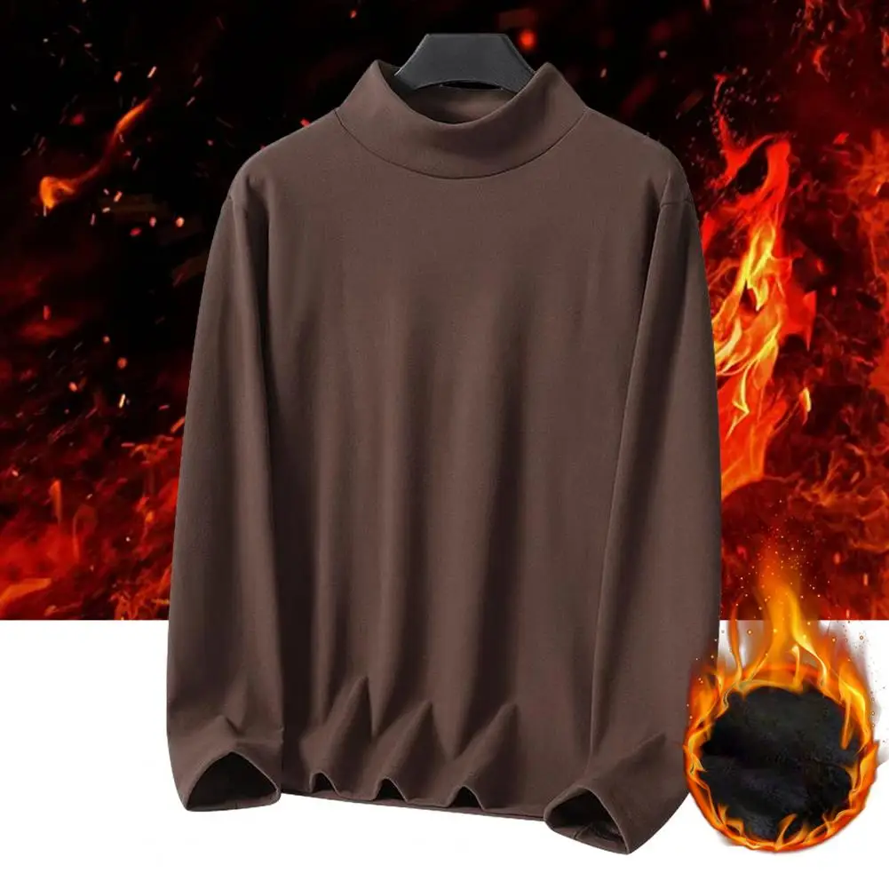 Men's Autumn Turtleneck T-shirt Large Size Double-sided Velvet Long-sleeved Loose Thermal Top Base T-shirt