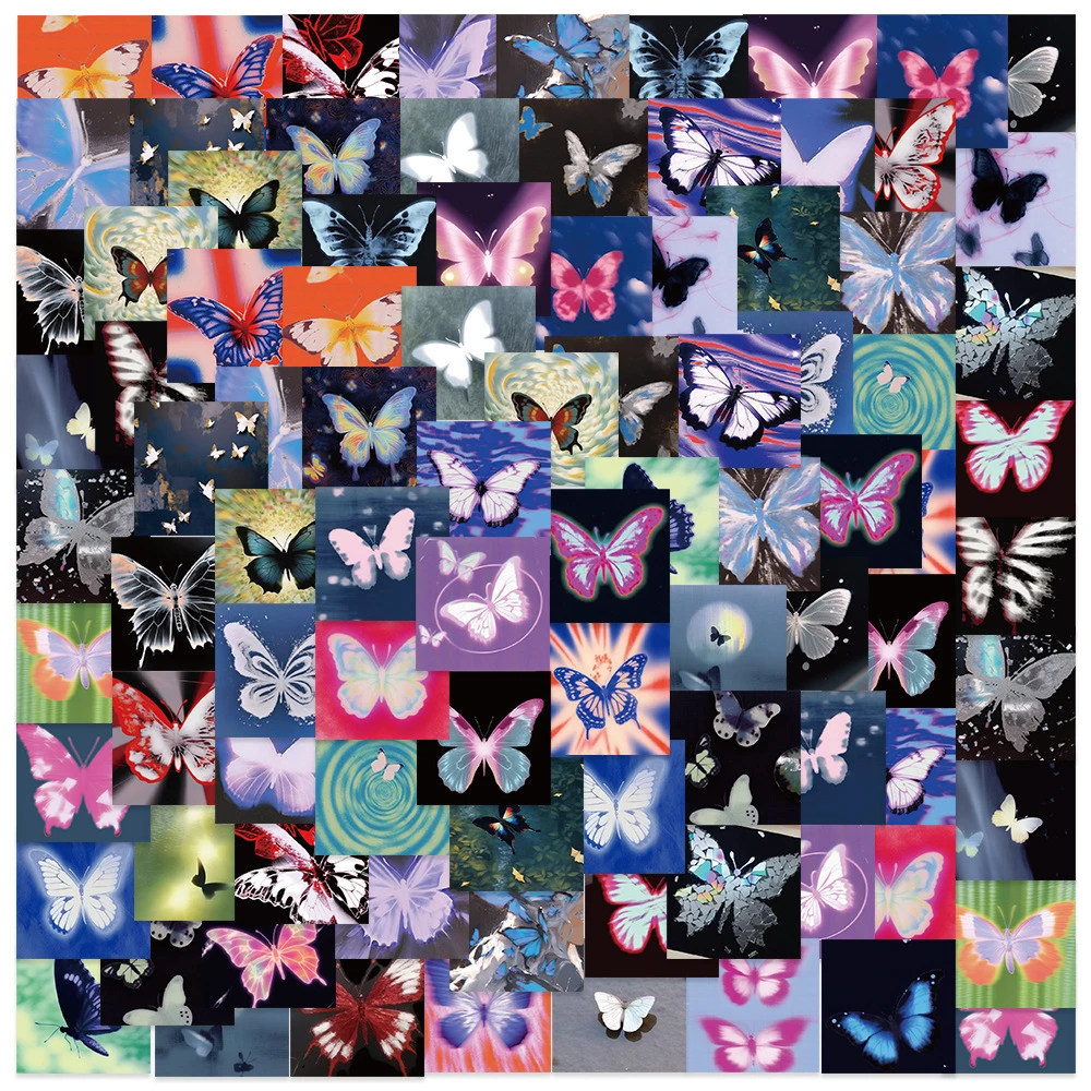 

10/30/50pcs Art Psychedelic Butterfly Stickers Decal for Luggage Bike Phone Scrapbooking Guitar Cute Cartoon Sticker Decoration