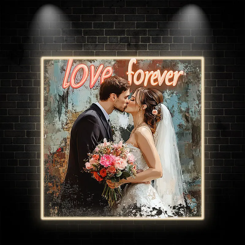 Love Forever Wedding Kissing Custom LED Neon Sign