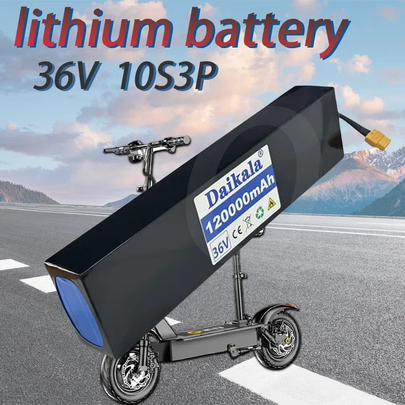 

36V 120Ah 18650 rechargeable lithium battery pack 10S3P 120000mAH 500W high-power electric bicycle scooter with BMS XT60