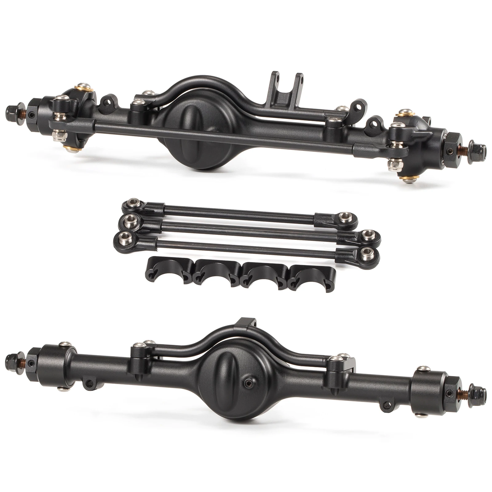 Ultra-Realistic 1/10 CNC Aluminum Straight Axle Set w/ Leaf Spring/Link Mount Kit for RC4WD Gelande II TF2 Tamiya Bruiser BRX01