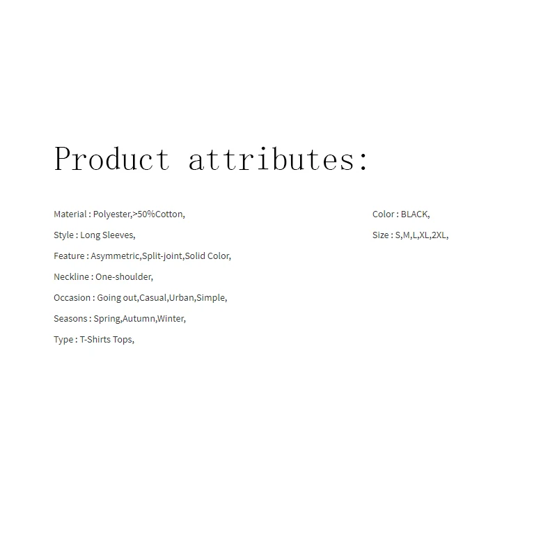 تي شيرت نسائي بأكمام طويلة وكتف باردة غير متماثل ، قميص أسود أحادي اللون بقصة ضيقة بلوفر أنيق ، جديد ،