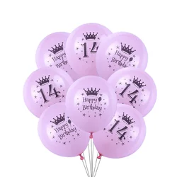 어린이 생일 핑크 풍선, 크라운 번호 1, 2, 3, 4, 5, 6, 7, 8, 9 세, 소년 소녀 생일 파티 장식 풍선, 10 개