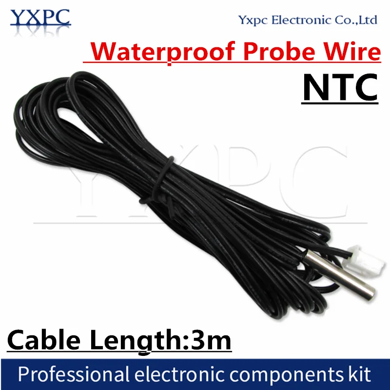 Sensor de temperatura de termistor NTC, 1 piezas, 3m, B3950, 2K, 5K, 10K, 15K, 20K, 50K, 100K, 1%, sonda de aire acondicionado para Arduino W1209