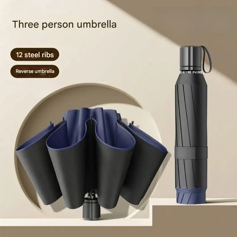 Extra Large Reverse-facing Umbrella Storm-resistant Thickened and Reinforced Windproof and Rainproof Men's Large Umbrella