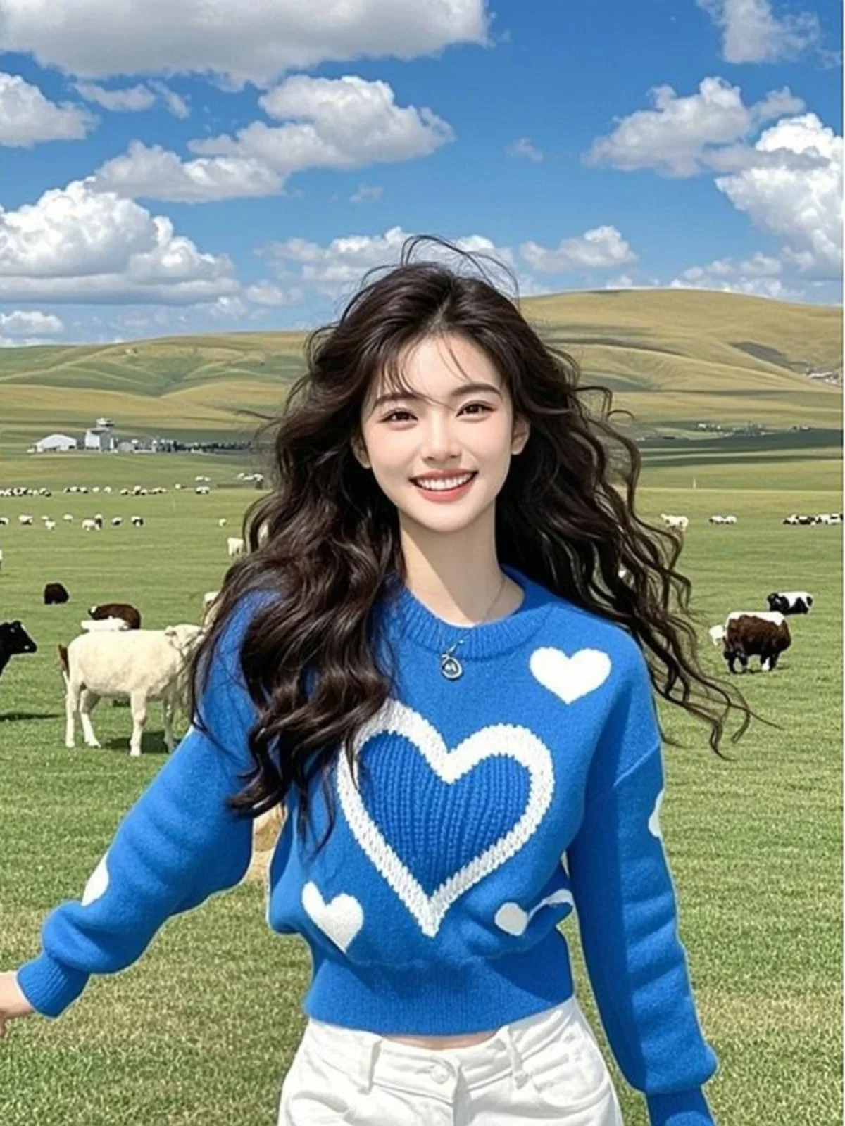 เสื้อผ้าผู้หญิง เสื้อสเวตเตอร์ลายแจ็คการ์ดสุดชิค สไตล์ลำลอง คอกลม ผ้าถักหลวมๆ ใส่สบาย เหมาะสำหรับฤดูใบไม้ผลิและฤดูใบไม้ร่วง