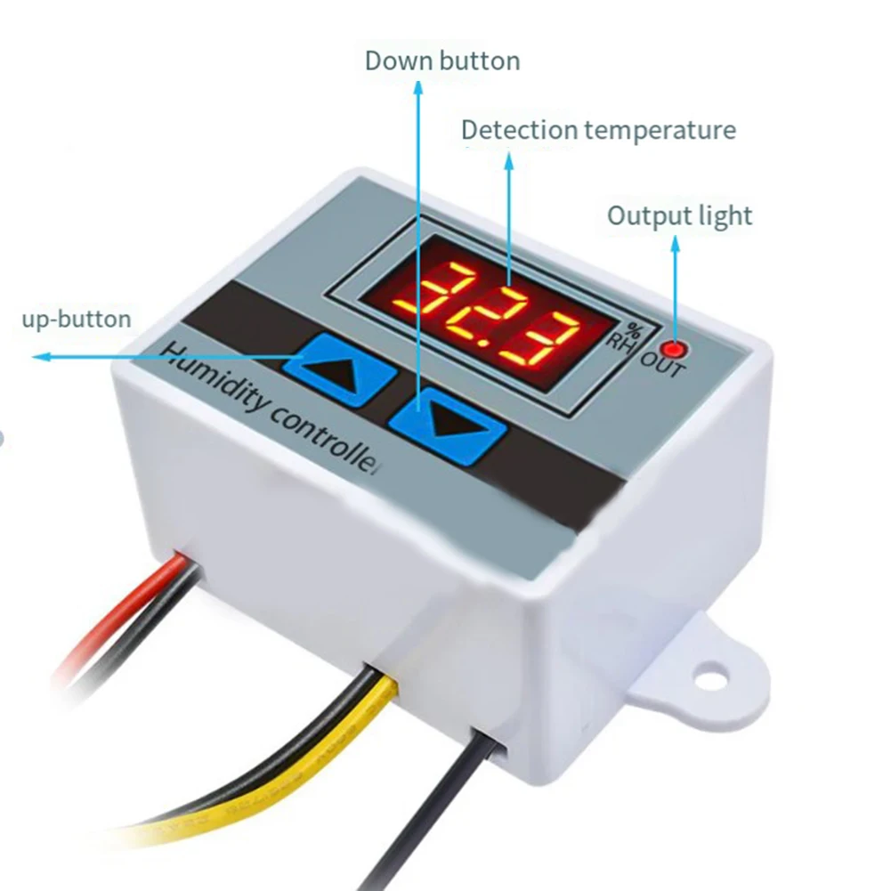 Cyfrowy miernik wilgotności higrometr kontroler przekaźnik W3005 1500W AC110-220V 10A regulator czujnik wilgotności 00%-99%RH zakres wilgotności