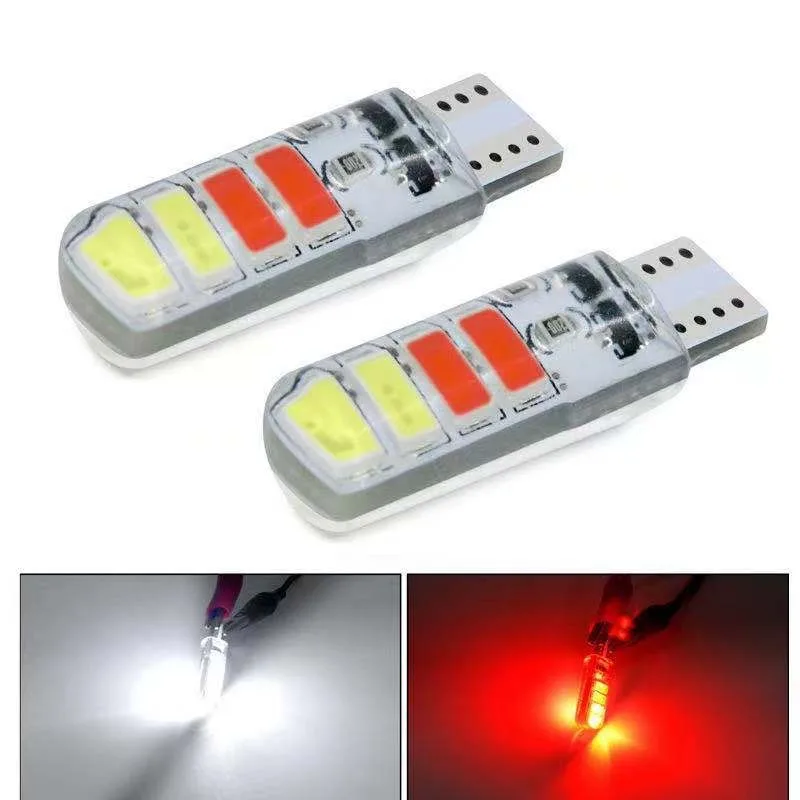 

2pcs T10 Strobe Light Dual Colors Car Flash Lamp 12V Silicone LED 5730 8SMD Auto Tail Brake Turn Signal Lights Bulb