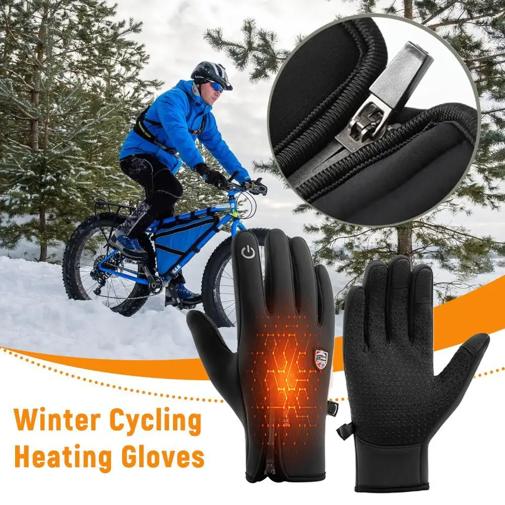

Перчатки с электрическим подогревом, утолщенные, перезаряжаемые через USB, лыжные перчатки, зимние теплые ветрозащитные перчатки с сенсорным экраном для езды на велосипеде на открытом воздухе