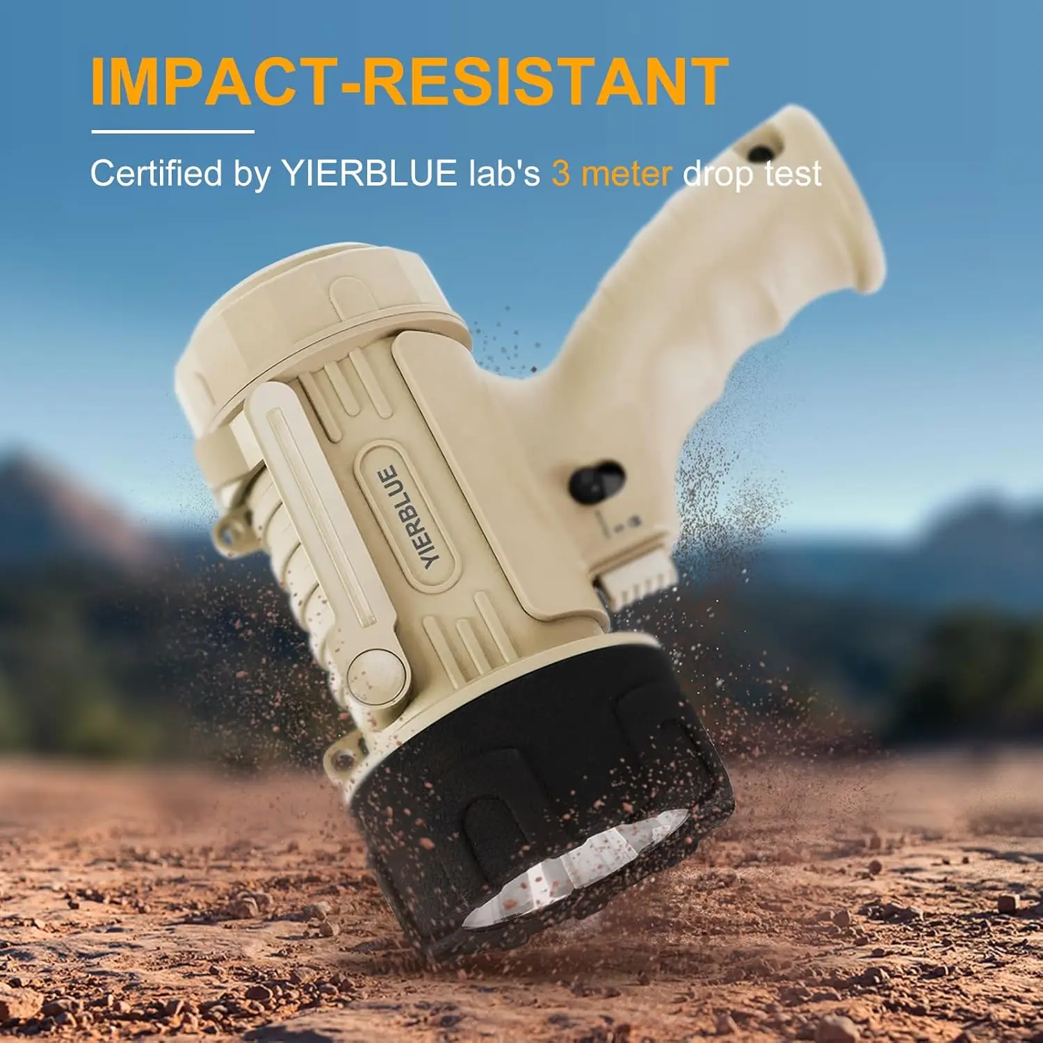 Rechargeable Spotlight with 1000000 Lumen LED, IP67 Waterproof, Long Runtime, Foldable Stand & Red Lens