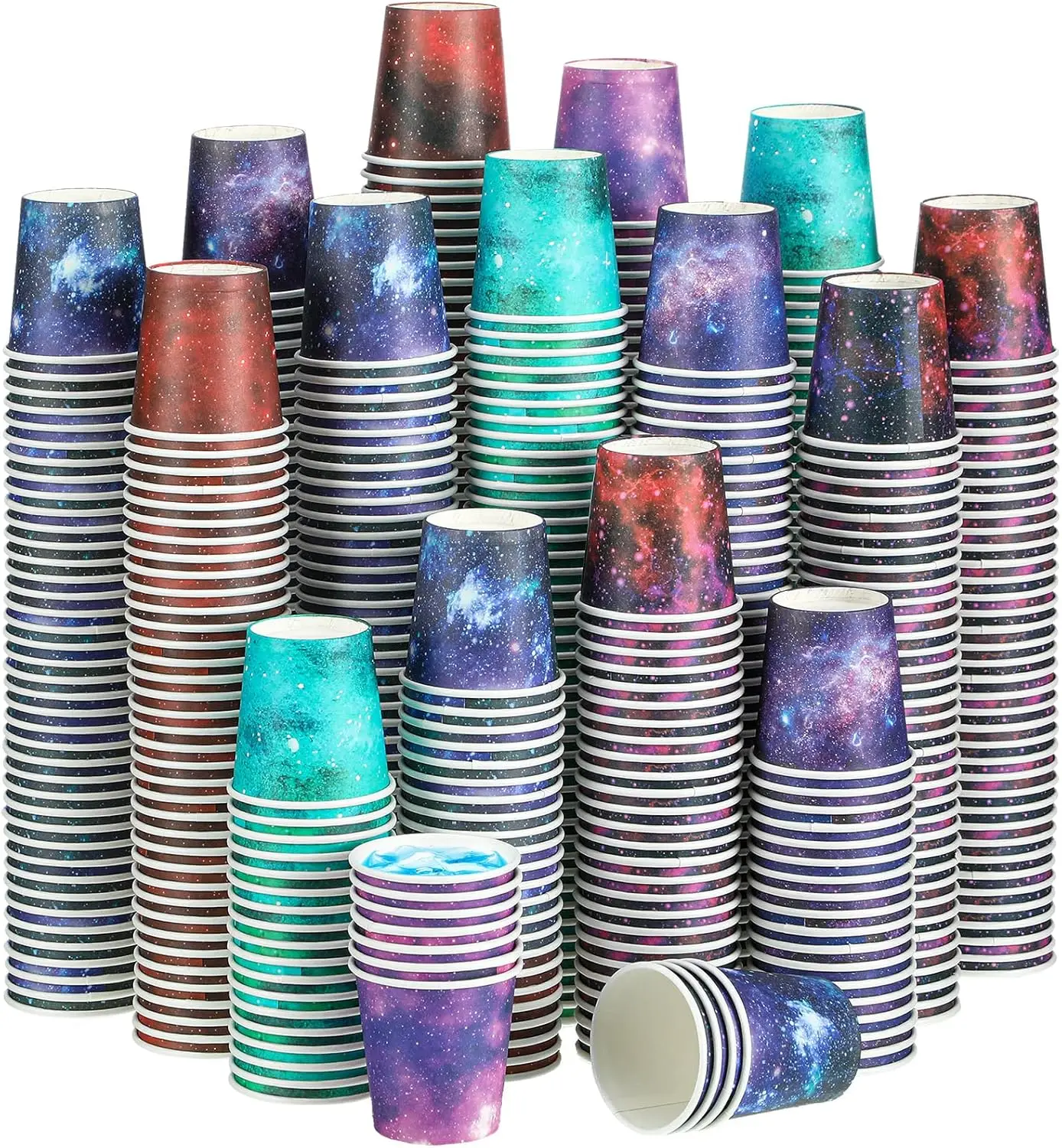

600 Pcs Disposable Paper Cups 2 oz Starry Sky Bathroom Cups Small Disposable Cups Colorful Small Mouthwash Cups Bulk Min
