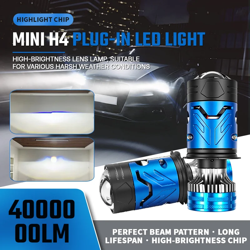 LED H4 Projector Lens Headlight H4 6500K High Low Light Fog Lamp Bulb High Power For Cars & Motorcycles Turbo Auto Bulb 12V