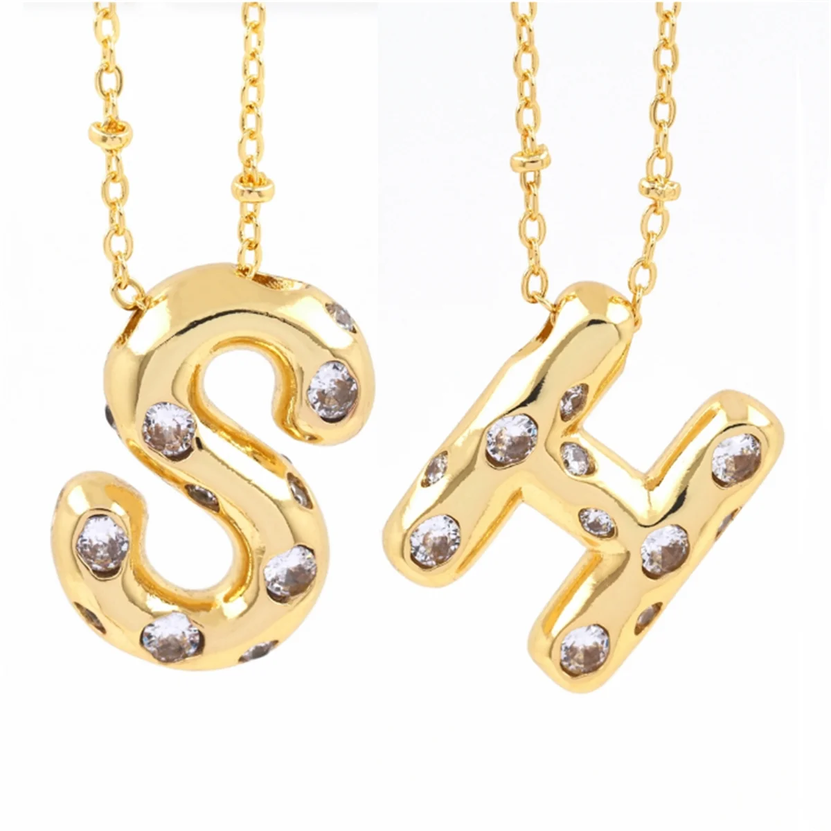 

26 Letters Necklace Jewelry Women A~Z Initials Personalized Custom Bubble Alphabets Name Zircon Charm Pendant Choker Jewelry Men
