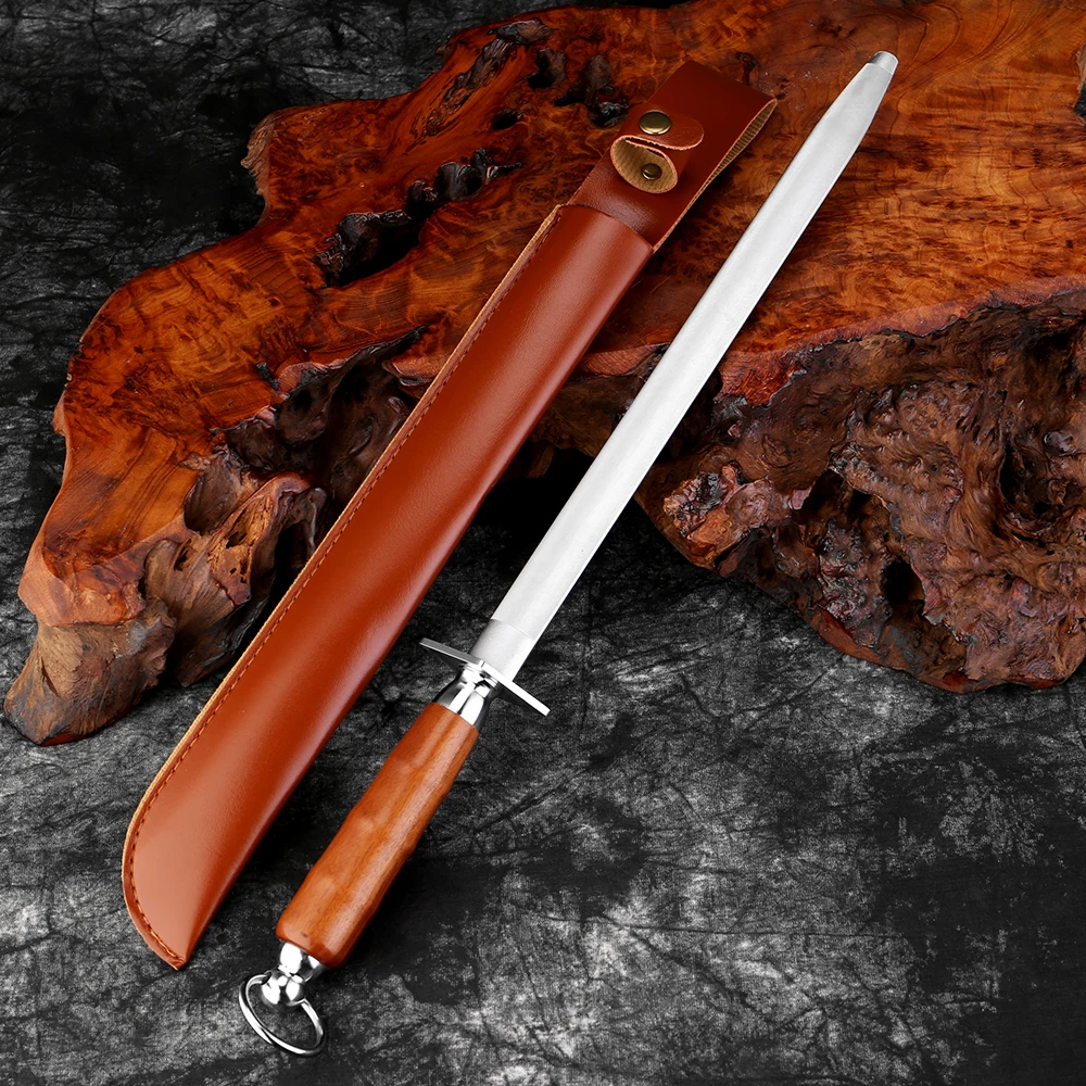 

Manual Sharpener Stick Carbon Steel Kitchen Sharpening Tools, Professional Knife Sharpener Rod, Honing Rod with Hanging Holes