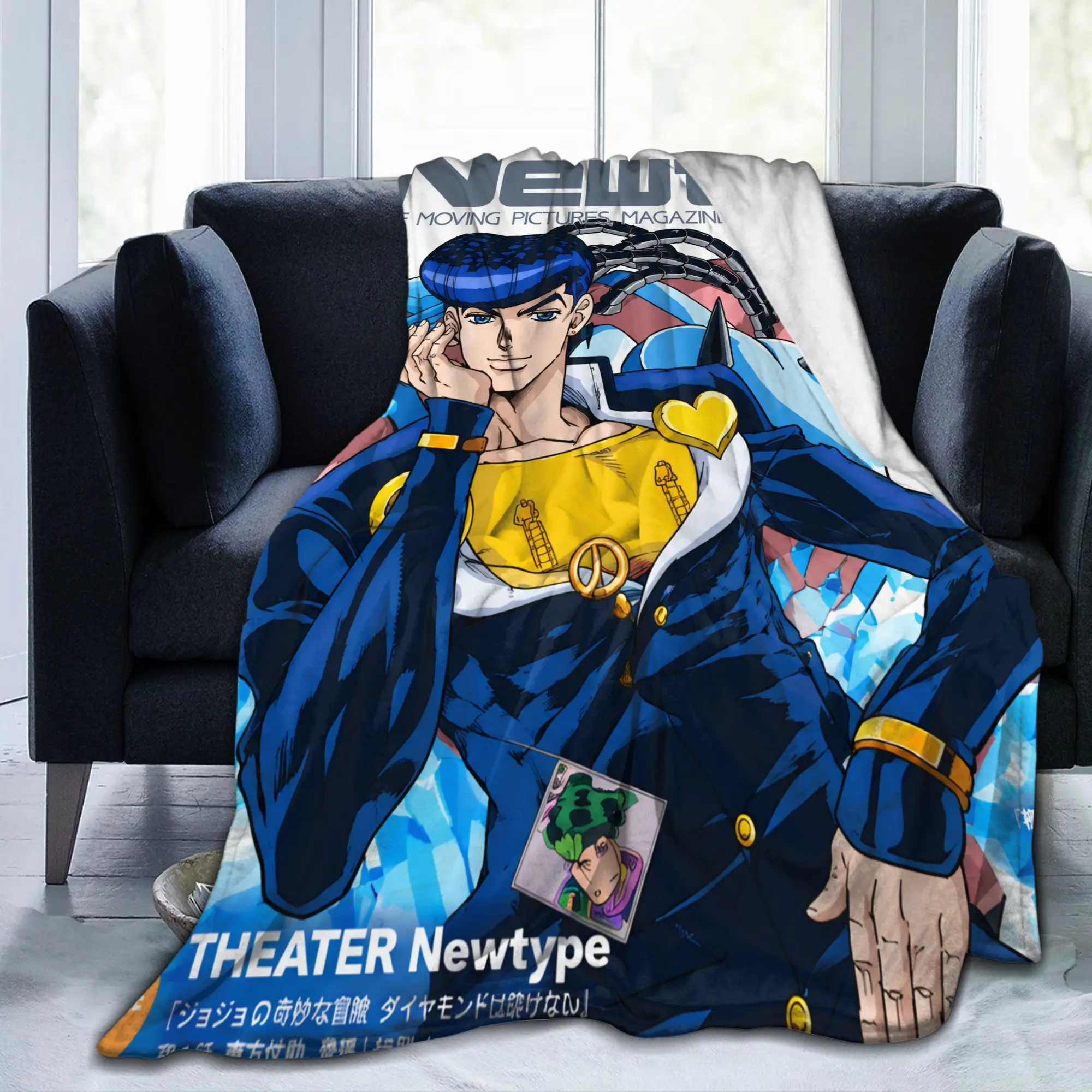 JoJos Bizarres Adventures Knitted Blankets Coral Fleece Plush Anime Manga Thin Throw Blanket for Home Couch Bedspread