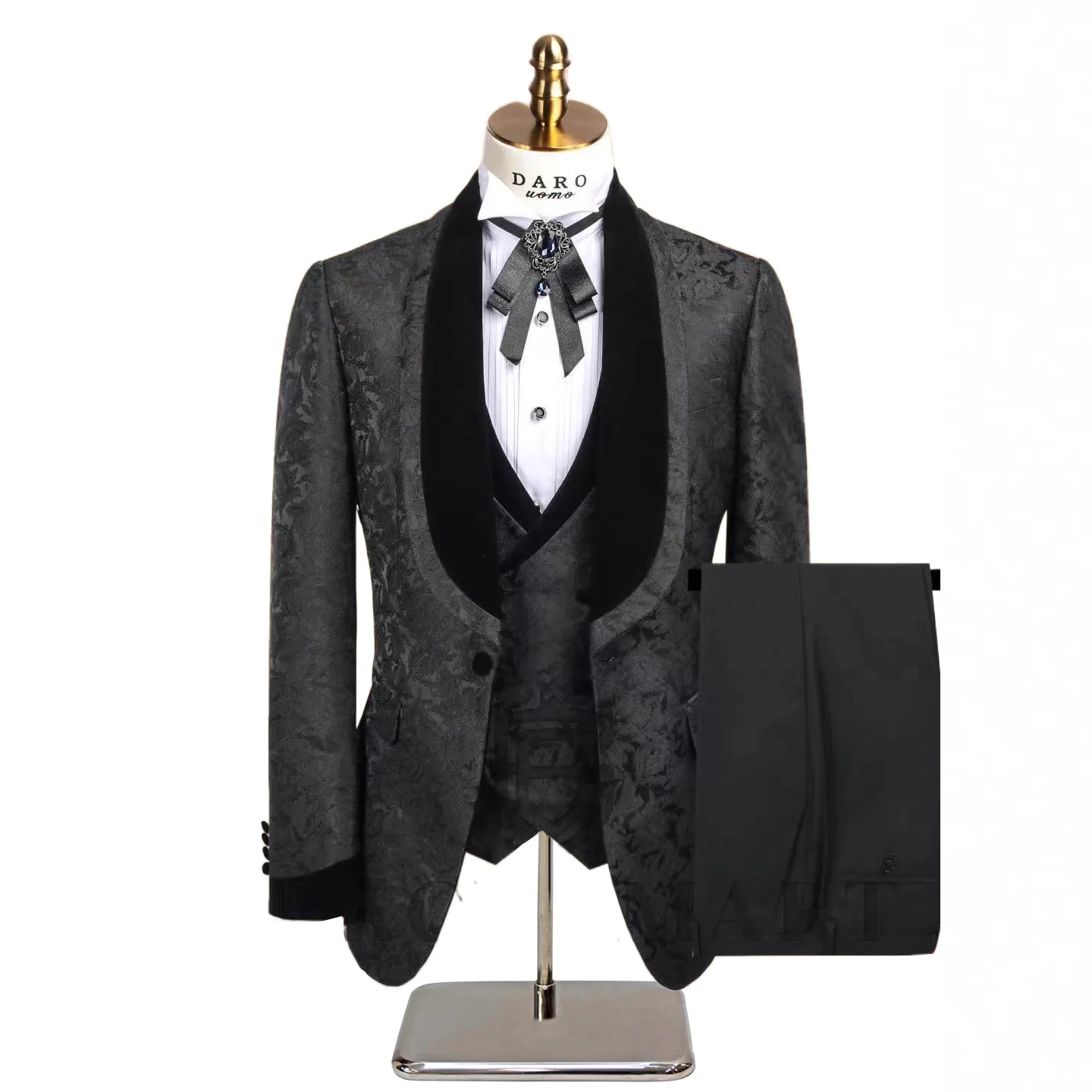 

2025 Large Size Green Fruit Collar Suit Dress Three-piece Set Wedding Suits for Men Men Clothing Groom's Dress
