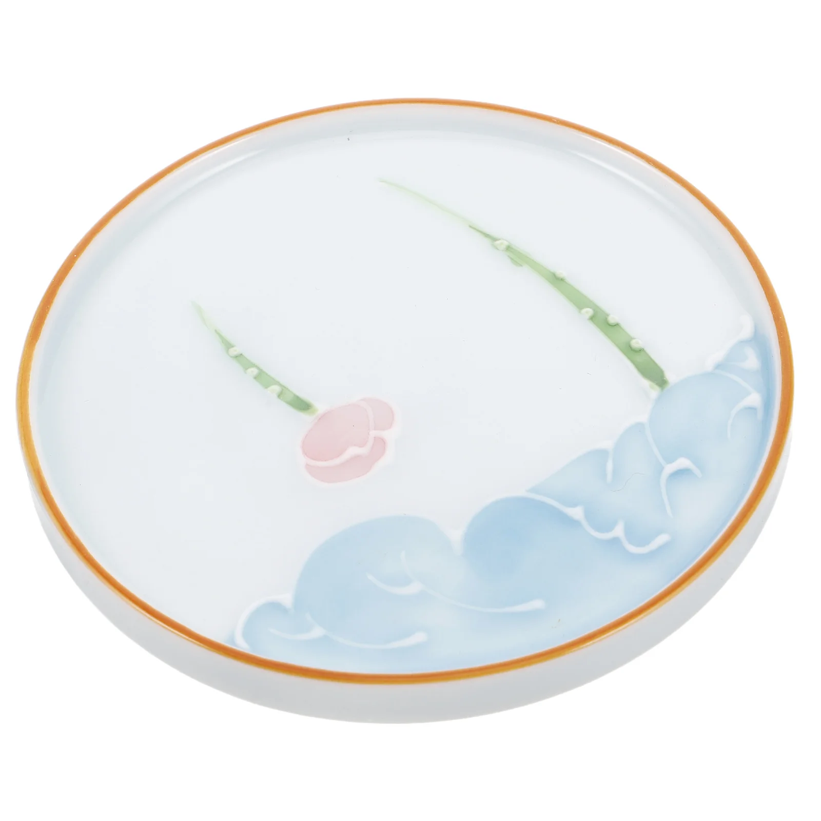 

Vintage Ceramic Tea Coaster Handpainted Heat Resistant Round Porcelain Cup Pad Floral Drink Coaster for Table Teacup Cushion