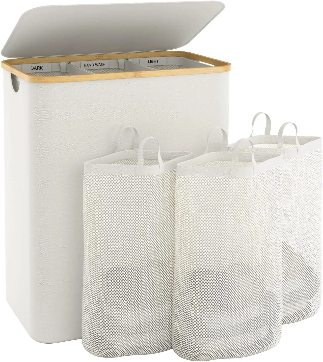 

Extra Large 3 Section Dirty Clothes Laundry Basket with Lid, Dirty Clothes Hampers with Removable