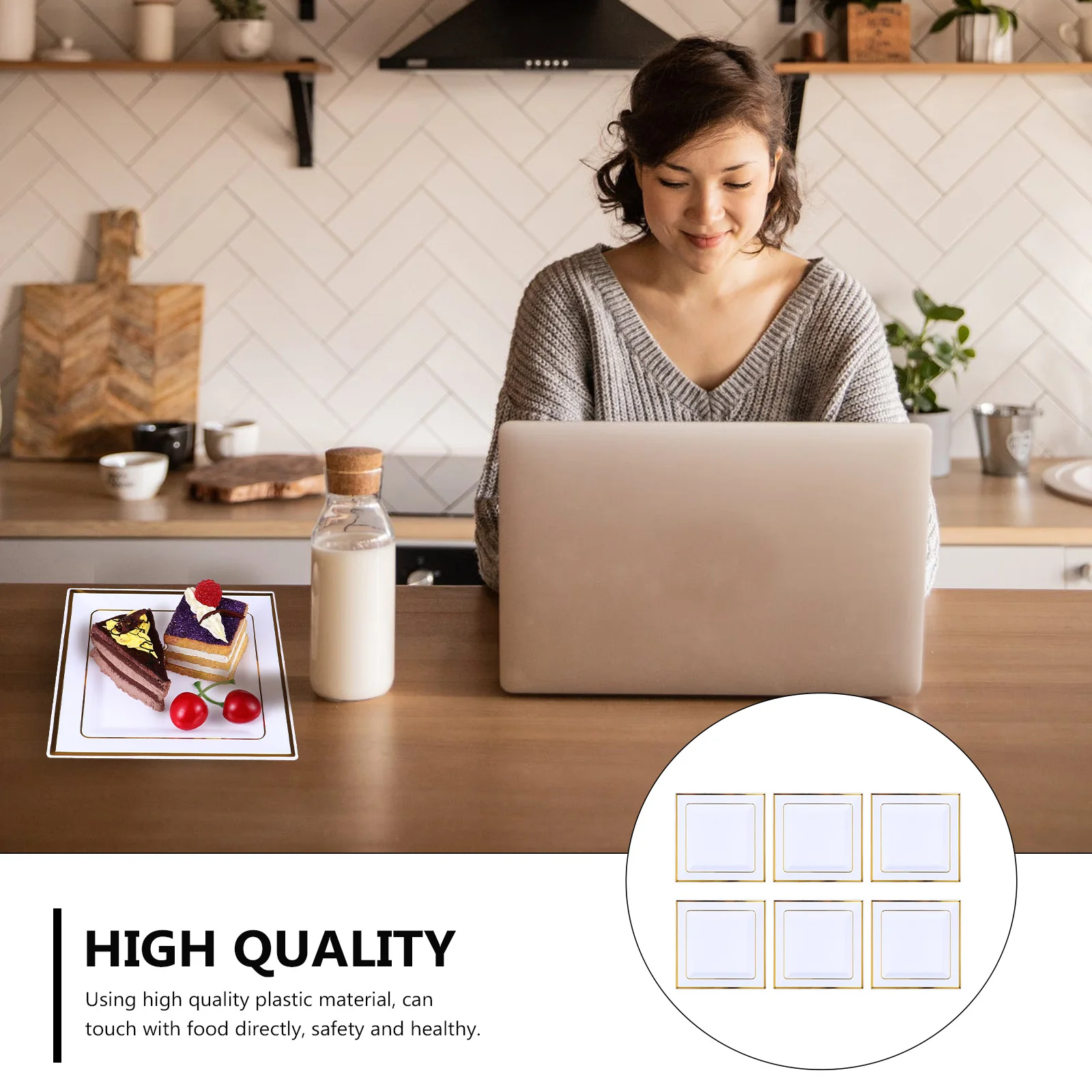 

6 Pcs Phnom Penh Plastic Tray Home Dinnerware Rectangular Plate Practical Serving Platter