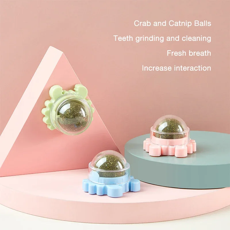 

1PC Natural Cats Candy Snack Ball Rotatable Toy Catnip Pure Cat Molar Toothpaste Edible Bolus Teeth Cleaning Bite-resistant Toys