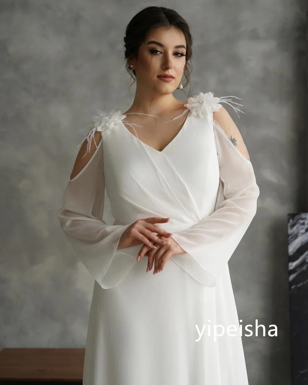 Exquisite Chiffon A-line V-neck Midi Dresses Prom Dresses Modern Style Pastrol Unisex Chinese Style Formal Casual Simple