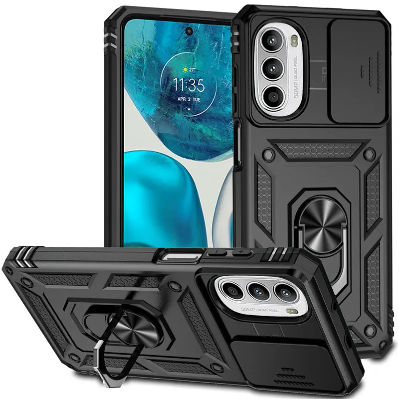 Case For Motorola Moto G82 XT2225 Armor Magnetic Metal Ring Holder Hard Back Phone Cover Case for Motorola Moto G82 MotoG82 5G