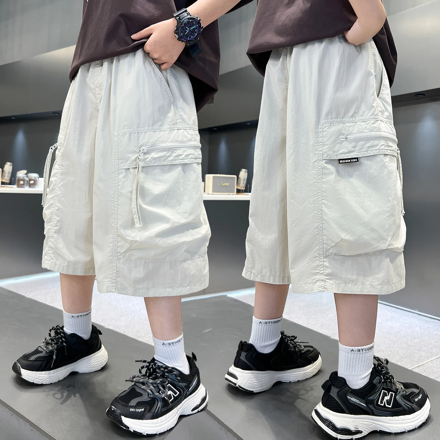 

New Items Vintage Boys Cargo Shorts High Quality Knee-Length Casual Thin Trousers for School Fashion Outfit Ages 4-14 Years