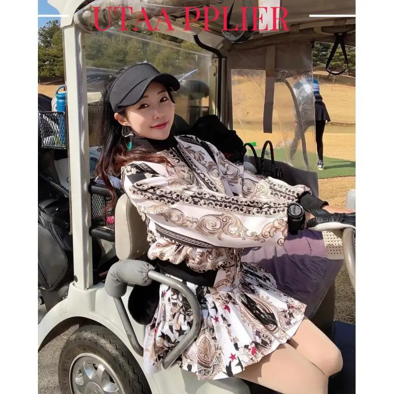 2025 Golf Digital Printed Zipper Coat Sunscreen Coat Autumn And Winter Thin Long Sleeve Collar Outdoor Casual Top