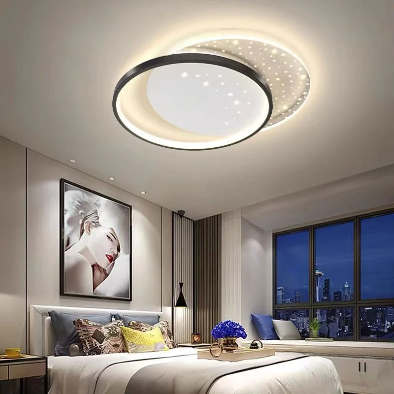 

Modern Luxury Bedroom Lamp Ceiling Chandelier Round Ring Gold Black Led Ceiling Lights Dimmable Study Dining Living Room Lustre