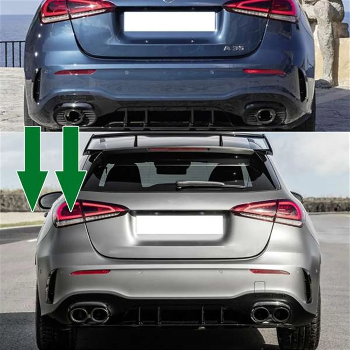 Car Rear Bumper Turbo Muffler Exhaust Tips Pipe 4 Exits for Mercedes Benz W177 A35 AMG 2020+ Tail Pipes Trim Frame