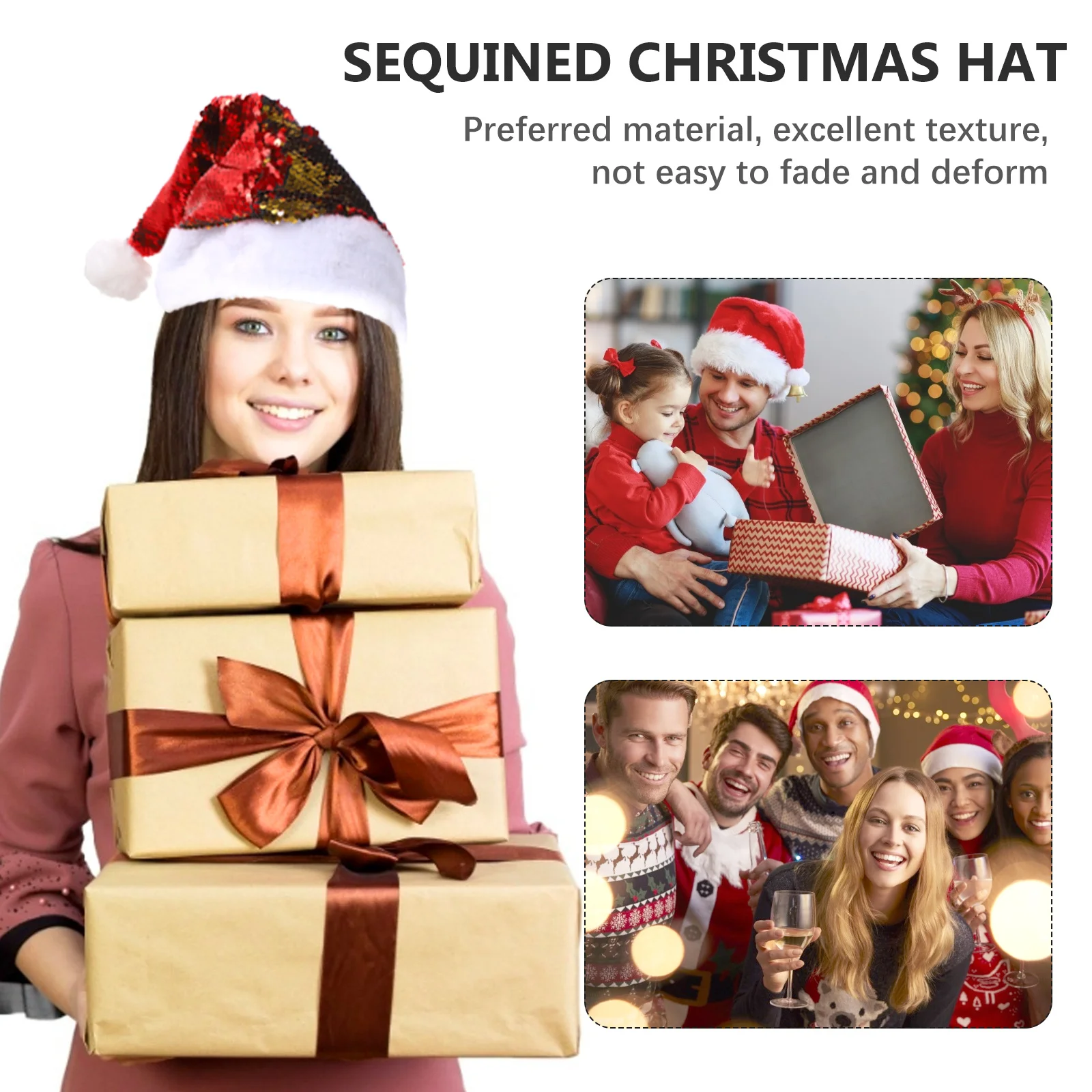 

Sequined Christmas Hat for Adults Unique Festive Design Ideal for Parties and Stage Performances Christmas Hat