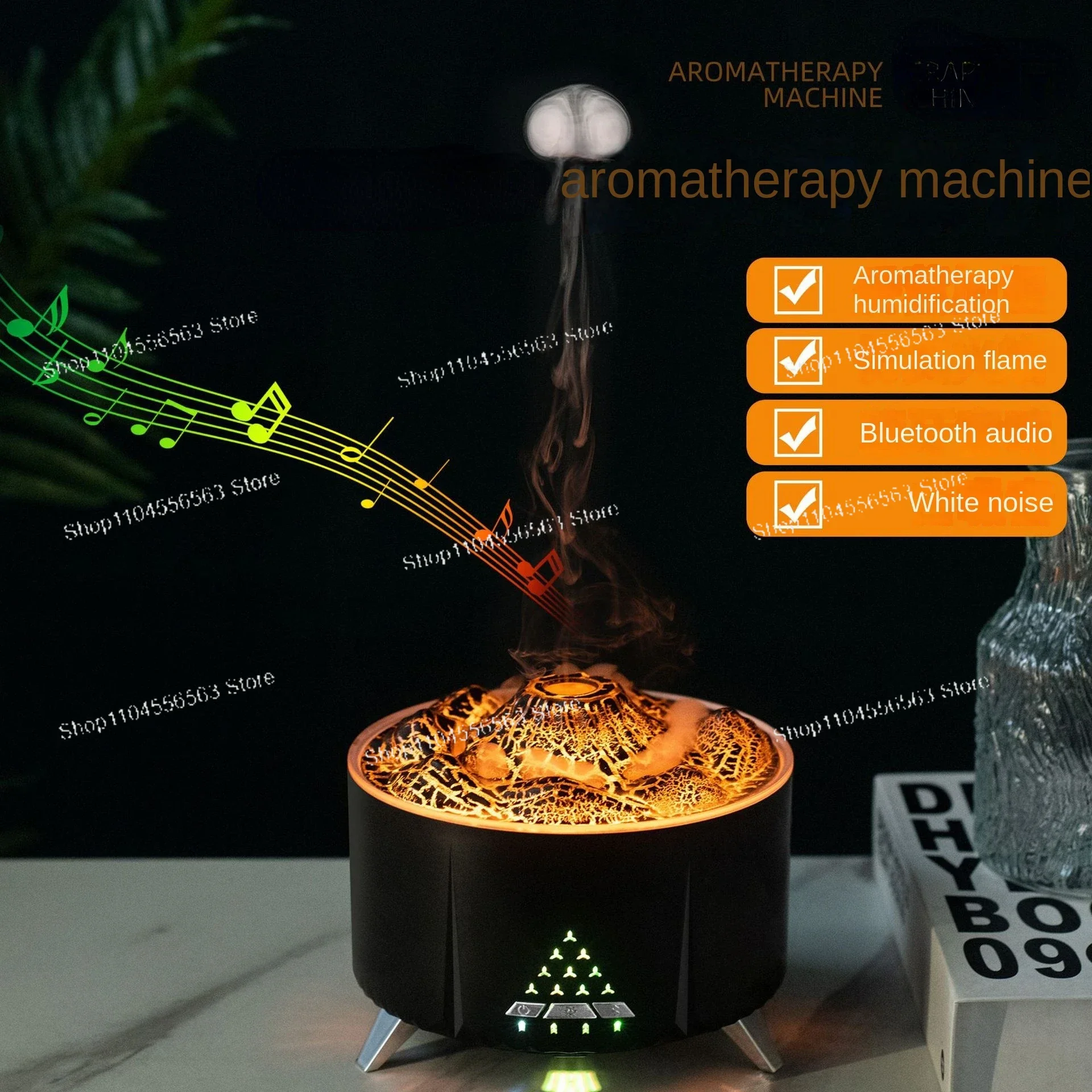 4-in-1 Aroma Diffuser with Bluetooth Speaker - Humidifier, White Noise & Flame Effect for Office and Bedroom​