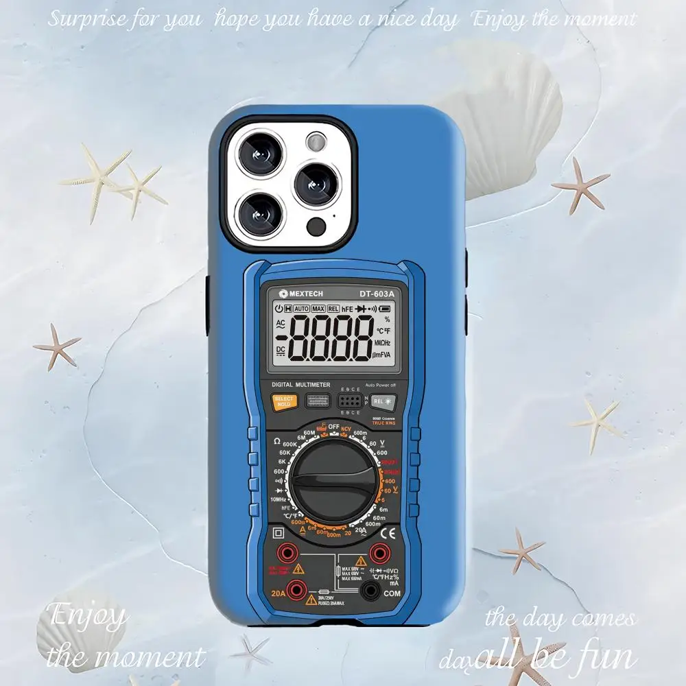 Multimeter Pattern Phone Case 2-in-1 Glossy shell For iPhone 17 air 16 15 14 13 12 11 Pro Max Plus mini